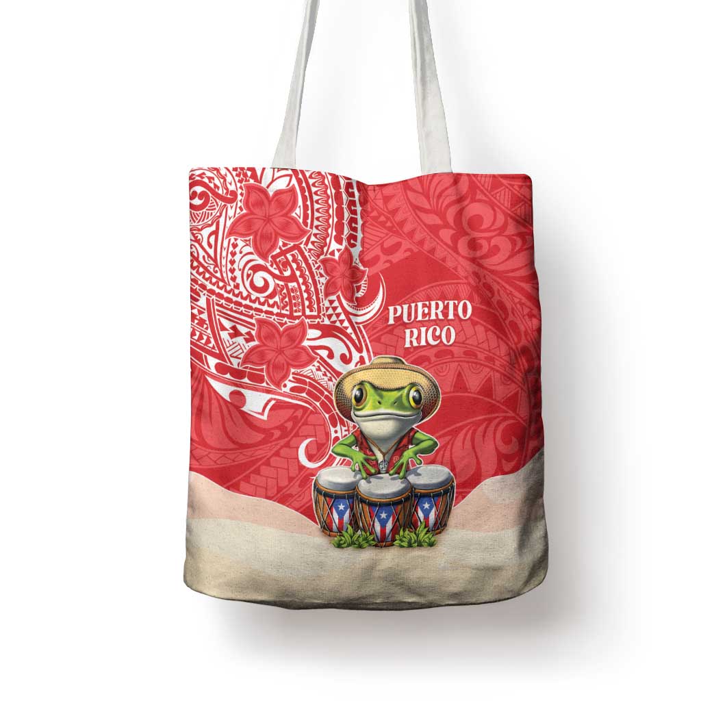 Puerto Rico Tote Bag Coqui Frog With Polynesian Pattern - Polynesian Pride