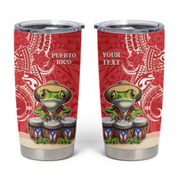 Personalized Puerto Rico Tumbler Cup Coqui Frog With Polynesian Pattern - Polynesian Pride