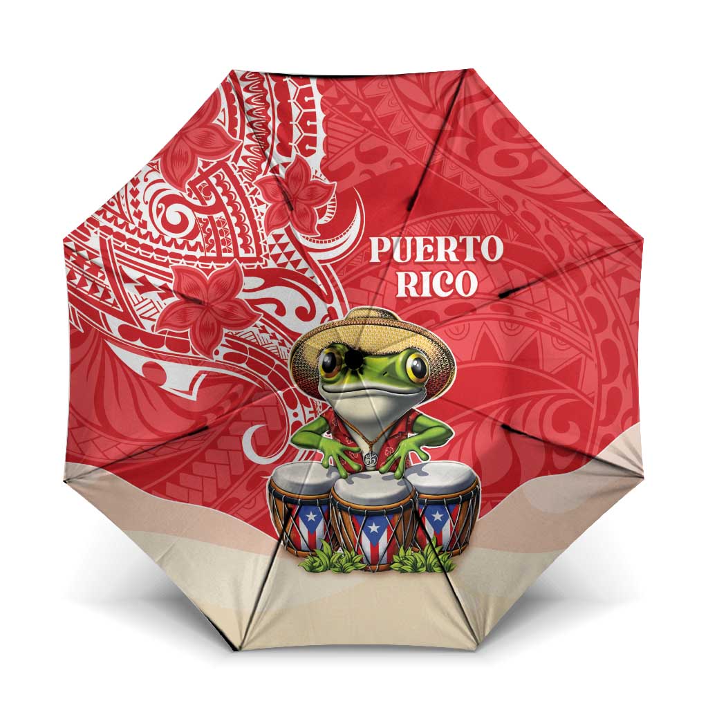 Puerto Rico Umbrella Coqui Frog With Polynesian Pattern - Polynesian Pride