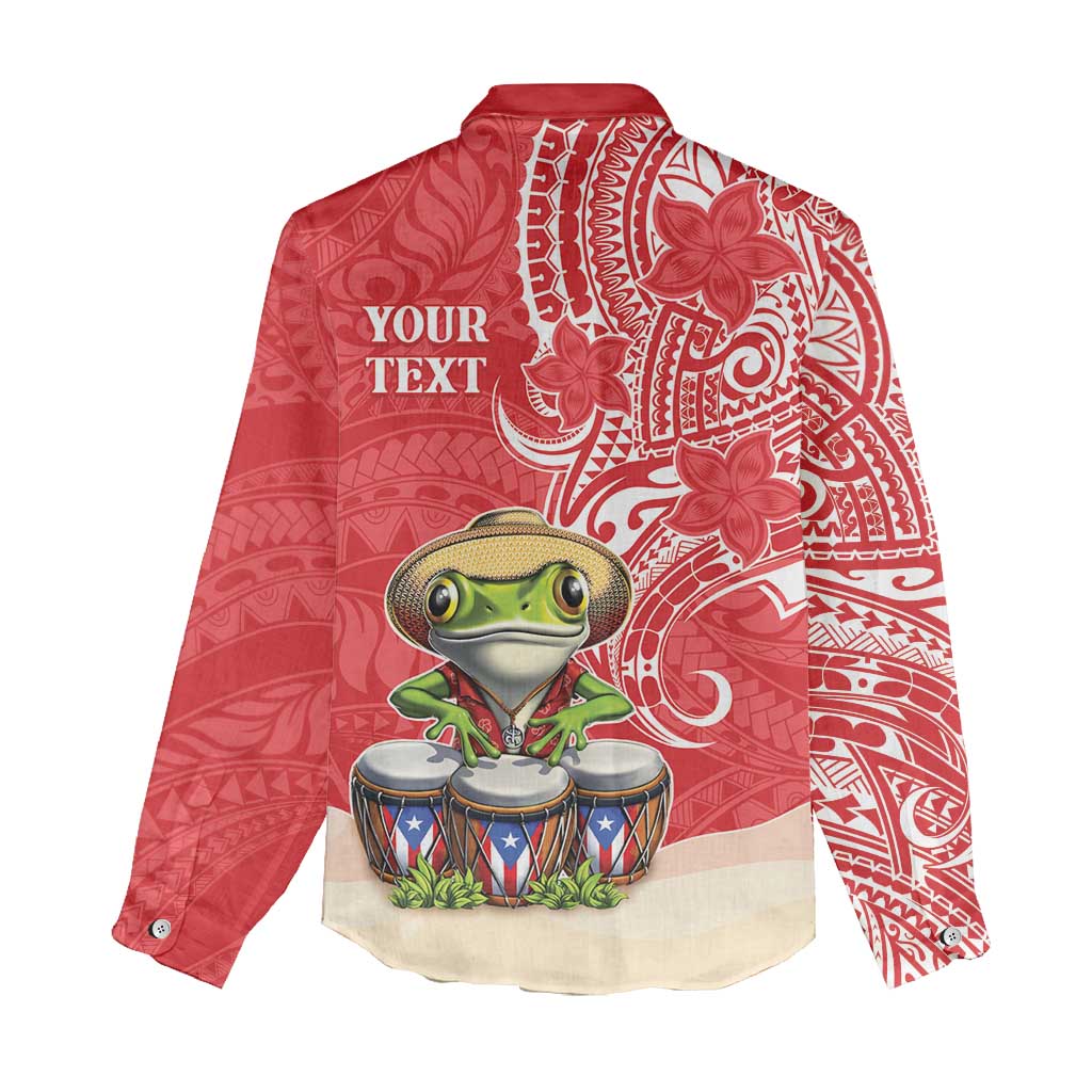 Personalized Puerto Rico Women Casual Shirt Coqui Frog With Polynesian Pattern - Polynesian Pride