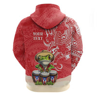 Personalized Puerto Rico Zip Hoodie Coqui Frog With Polynesian Pattern - Polynesian Pride
