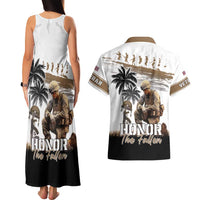 Hawaii Veterans Day Couples Matching Tank Maxi Dress and Hawaiian Shirt Honor The Fallen Flag Grunge Style