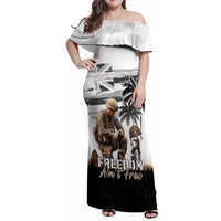 Hawaii Veterans Day Family Matching Off Shoulder Maxi Dress and Hawaiian Shirt Honor The Fallen Flag Grunge Style