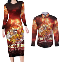 Hawaii Veterans Day Couples Matching Long Sleeve Bodycon Dress and Long Sleeve Button Shirt May We Never Forget Freedom Isn't Free