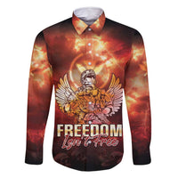 Hawaii Veterans Day Family Matching Mermaid Dress and Hawaiian Shirt May We Never Forget Freedom Isn't Free LT05 Dad's Shirt - Long Sleeve Red - Polynesian Pride