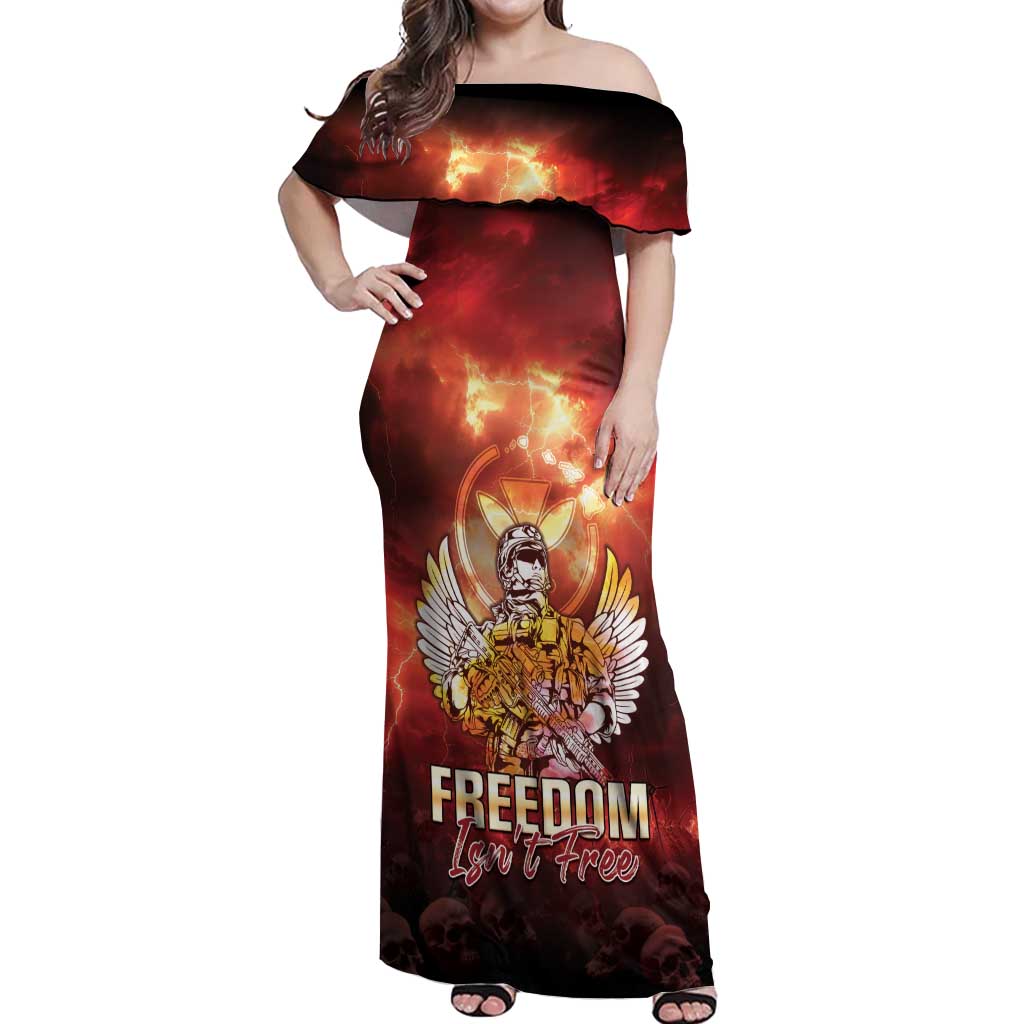 Hawaii Veterans Day Off Shoulder Maxi Dress May We Never Forget Freedom Isn't Free