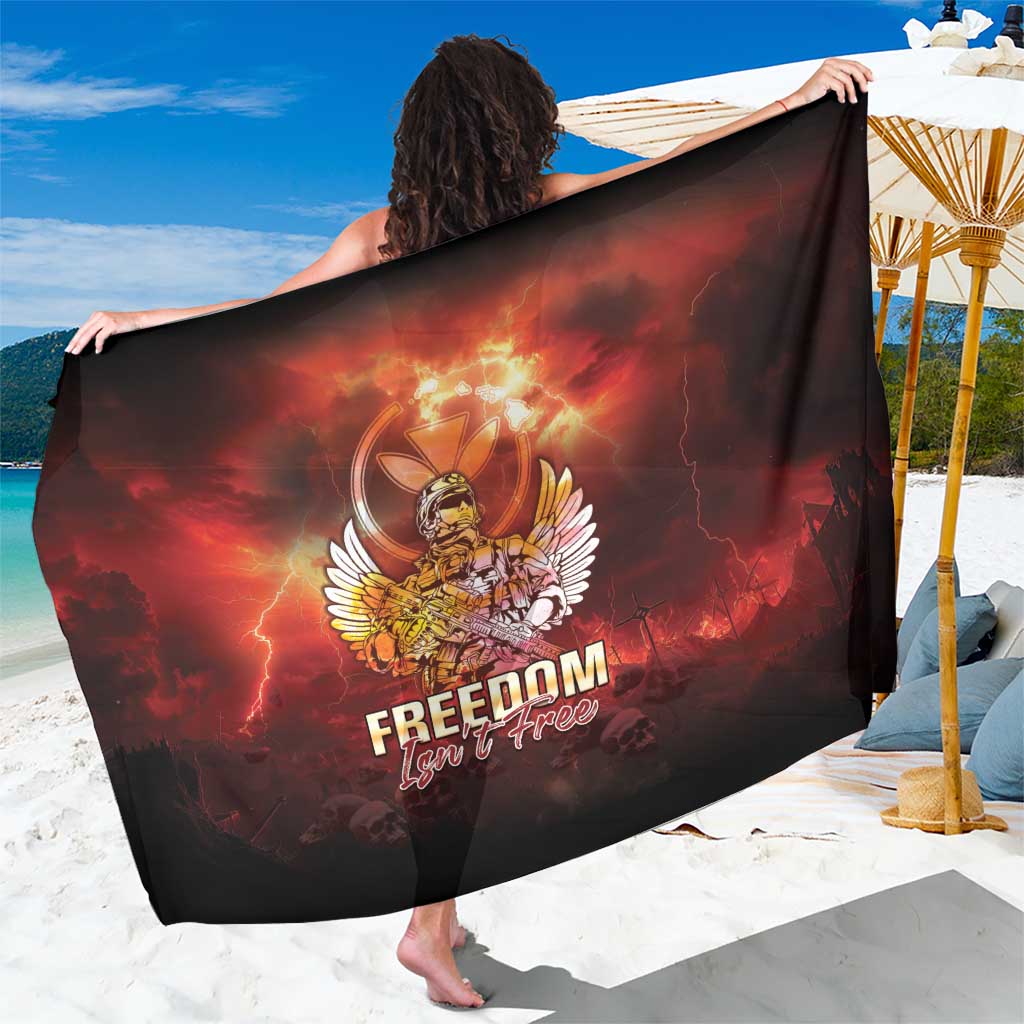 Hawaii Veterans Day Sarong May We Never Forget Freedom Isn't Free LT05 One Size 44 x 66 inches Red - Polynesian Pride