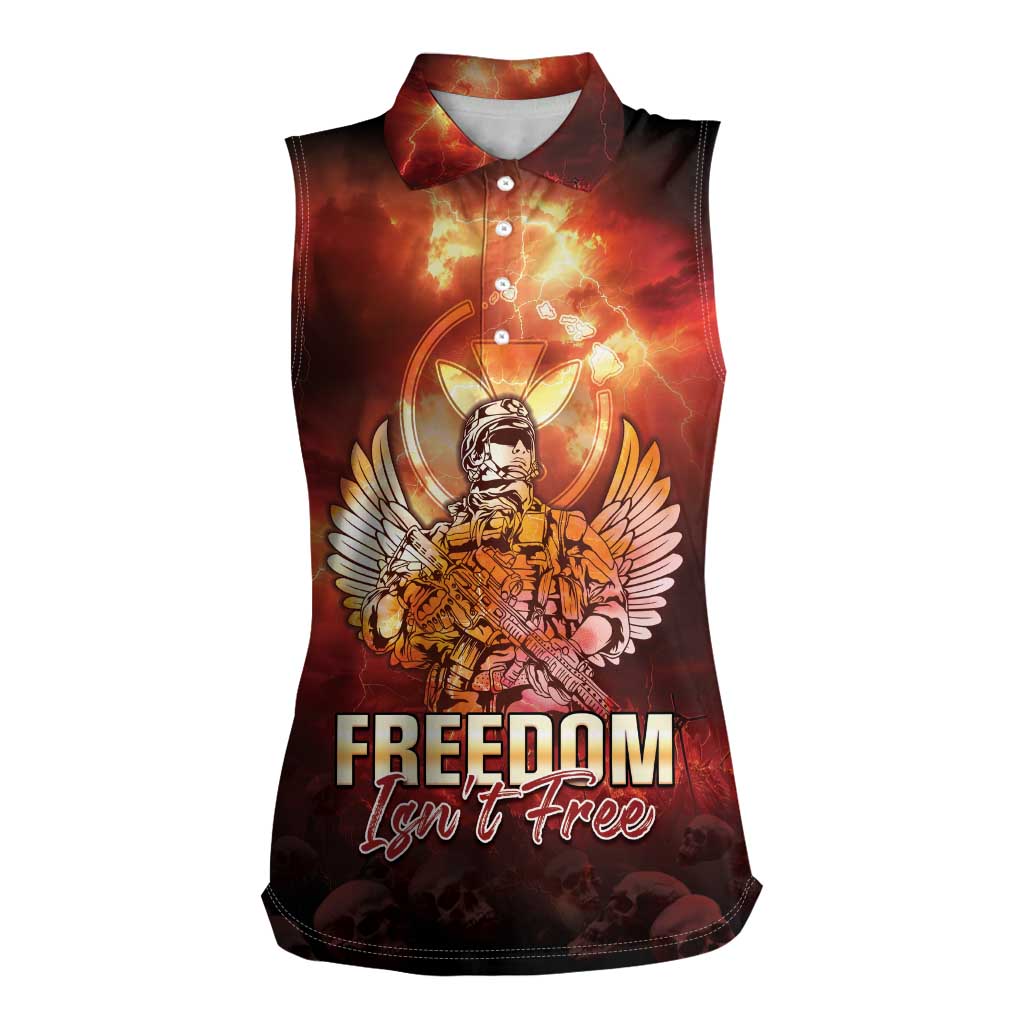 Hawaii Veterans Day Women Sleeveless Polo Shirt May We Never Forget Freedom Isn't Free
