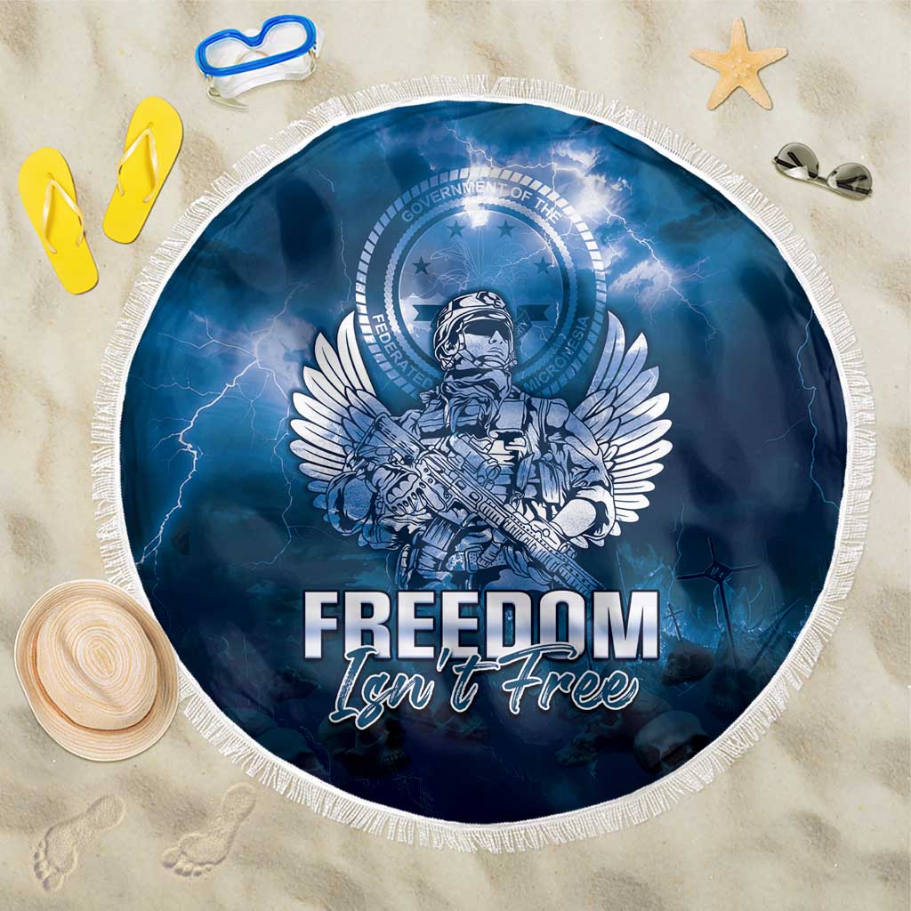 Federated States of Micronesia Veterans Day Beach Blanket May We Never Forget Freedom Isn't Free LT05 One Size 150cm Blue - Polynesian Pride