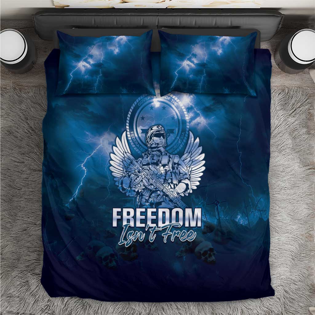Federated States of Micronesia Veterans Day Bedding Set May We Never Forget Freedom Isn't Free LT05 Blue - Polynesian Pride