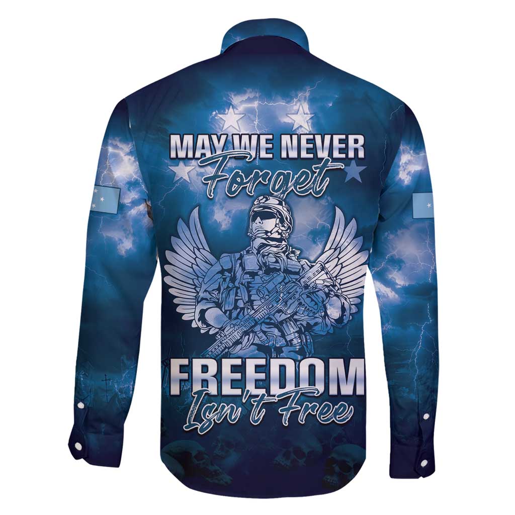 Federated States of Micronesia Veterans Day Family Matching Off Shoulder Maxi Dress and Hawaiian Shirt May We Never Forget Freedom Isn't Free