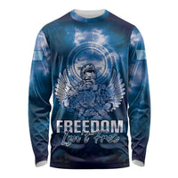 Federated States of Micronesia Veterans Day Long Sleeve Shirt May We Never Forget Freedom Isn't Free LT05 Unisex Blue - Polynesian Pride