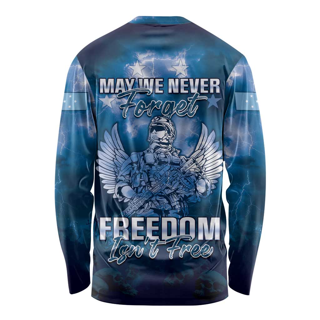 Federated States of Micronesia Veterans Day Long Sleeve Shirt May We Never Forget Freedom Isn't Free LT05 - Polynesian Pride