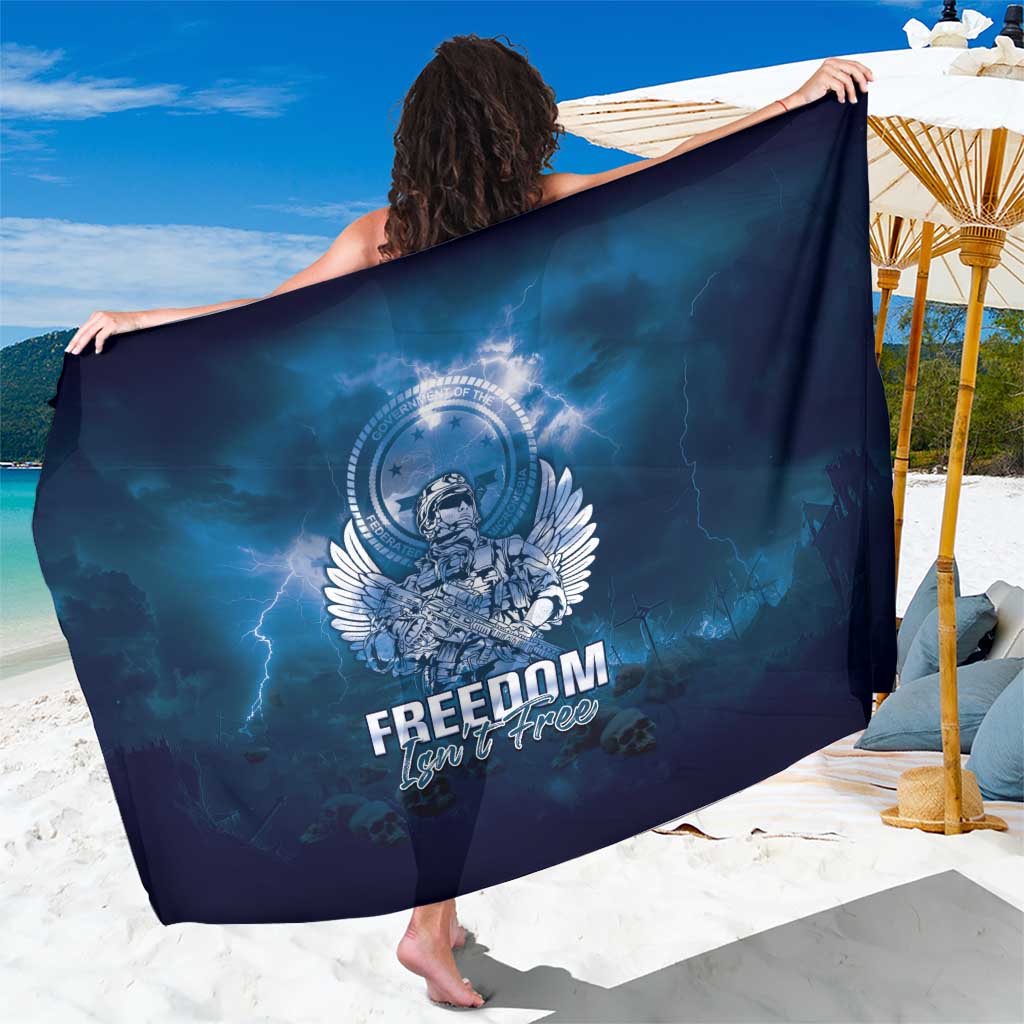 Federated States of Micronesia Veterans Day Sarong May We Never Forget Freedom Isn't Free LT05 One Size 44 x 66 inches Blue - Polynesian Pride