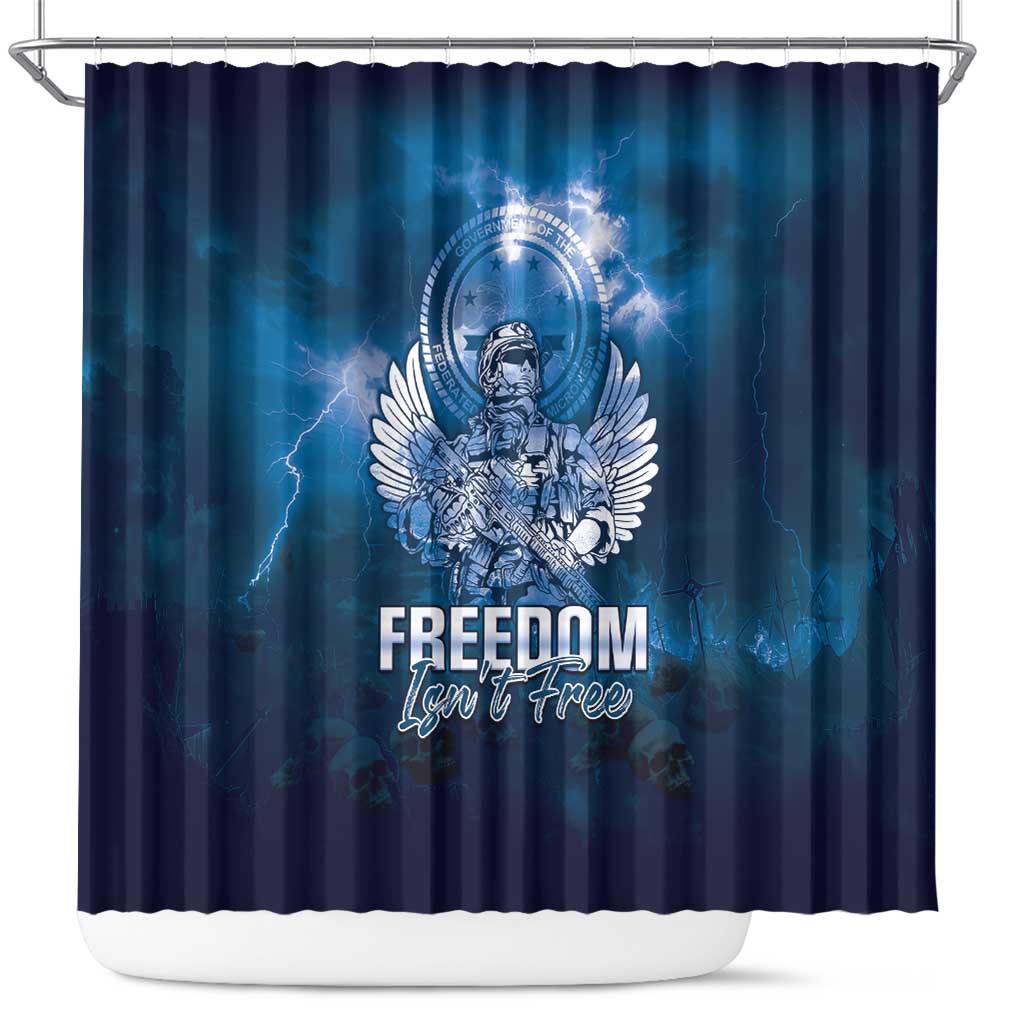 Federated States of Micronesia Veterans Day Shower Curtain May We Never Forget Freedom Isn't Free LT05 Blue - Polynesian Pride