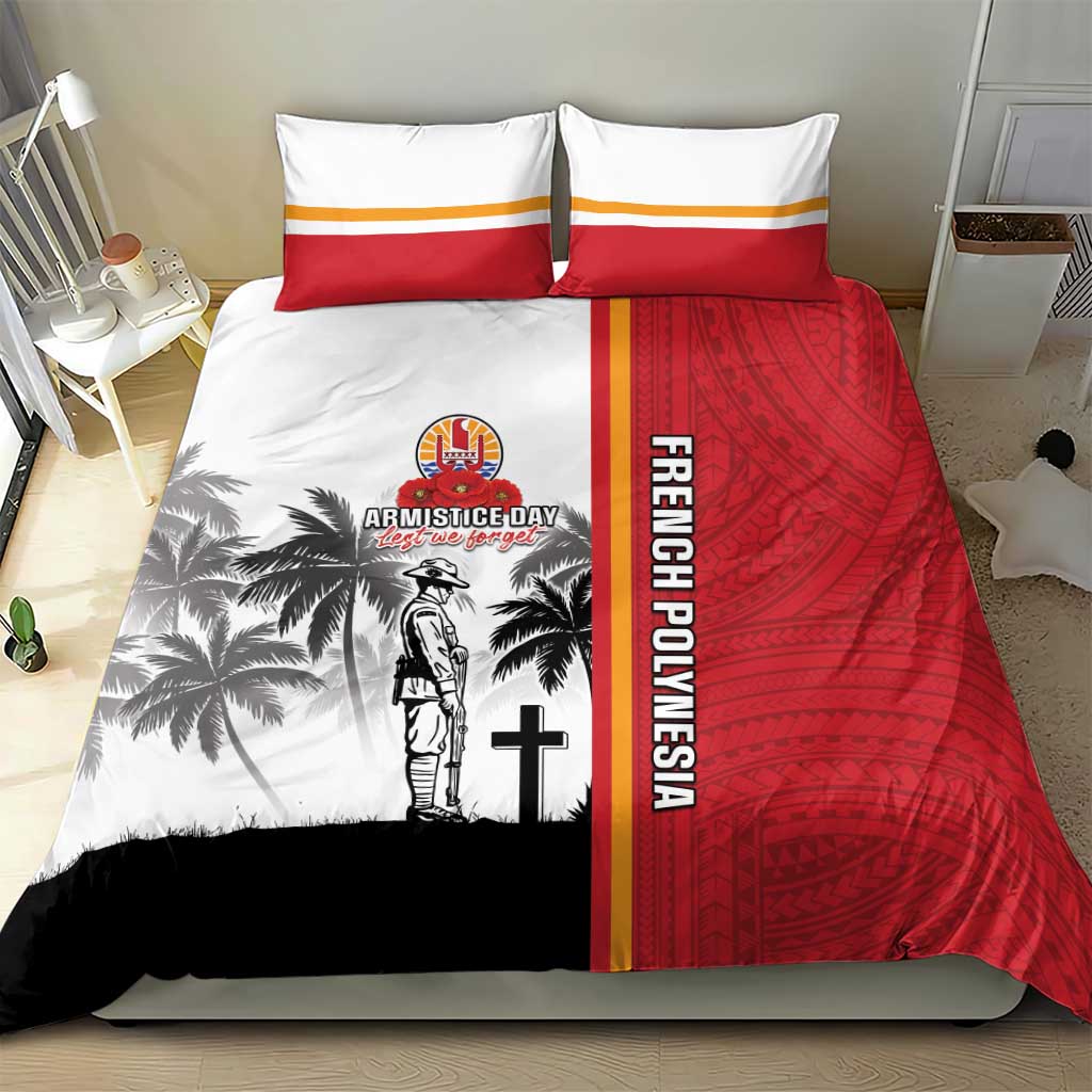French Polynesia Armistice Day Bedding Set Lest We Forget Flag Style