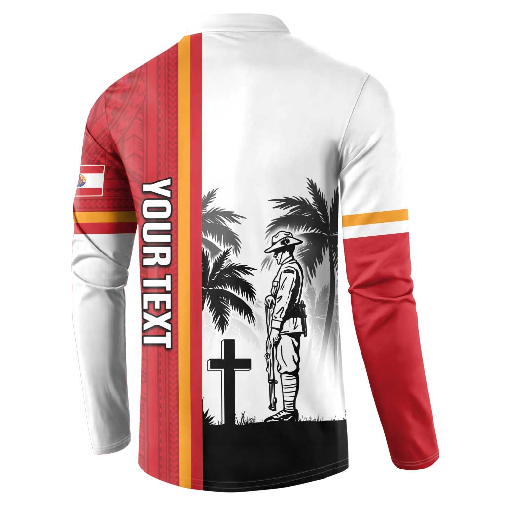 French Polynesia Armistice Day Button Sweatshirt Lest We Forget Flag Style