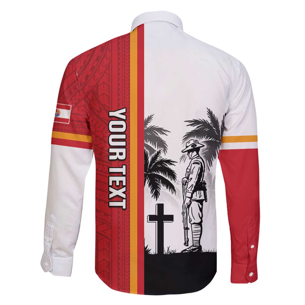 French Polynesia Armistice Day Family Matching Long Sleeve Bodycon Dress and Hawaiian Shirt Lest We Forget Flag Style