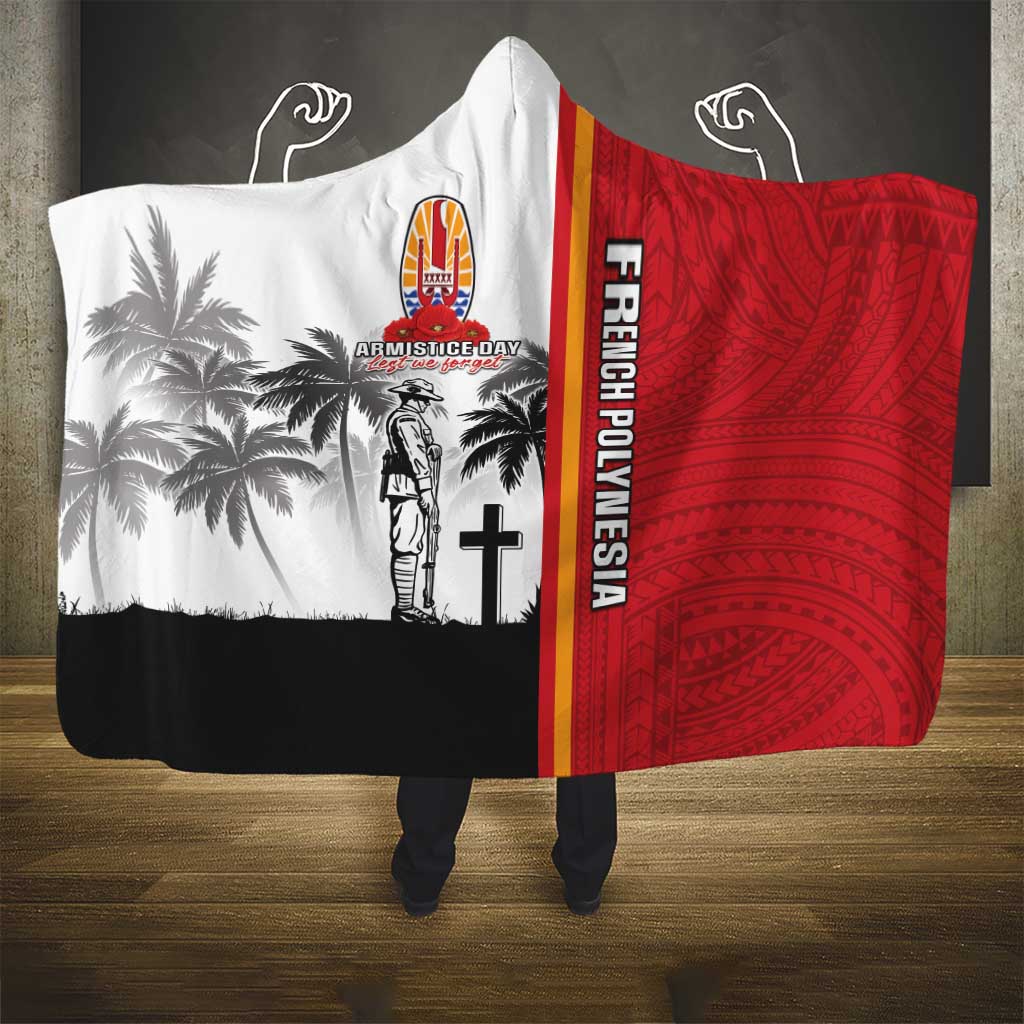French Polynesia Armistice Day Hooded Blanket Lest We Forget Flag Style