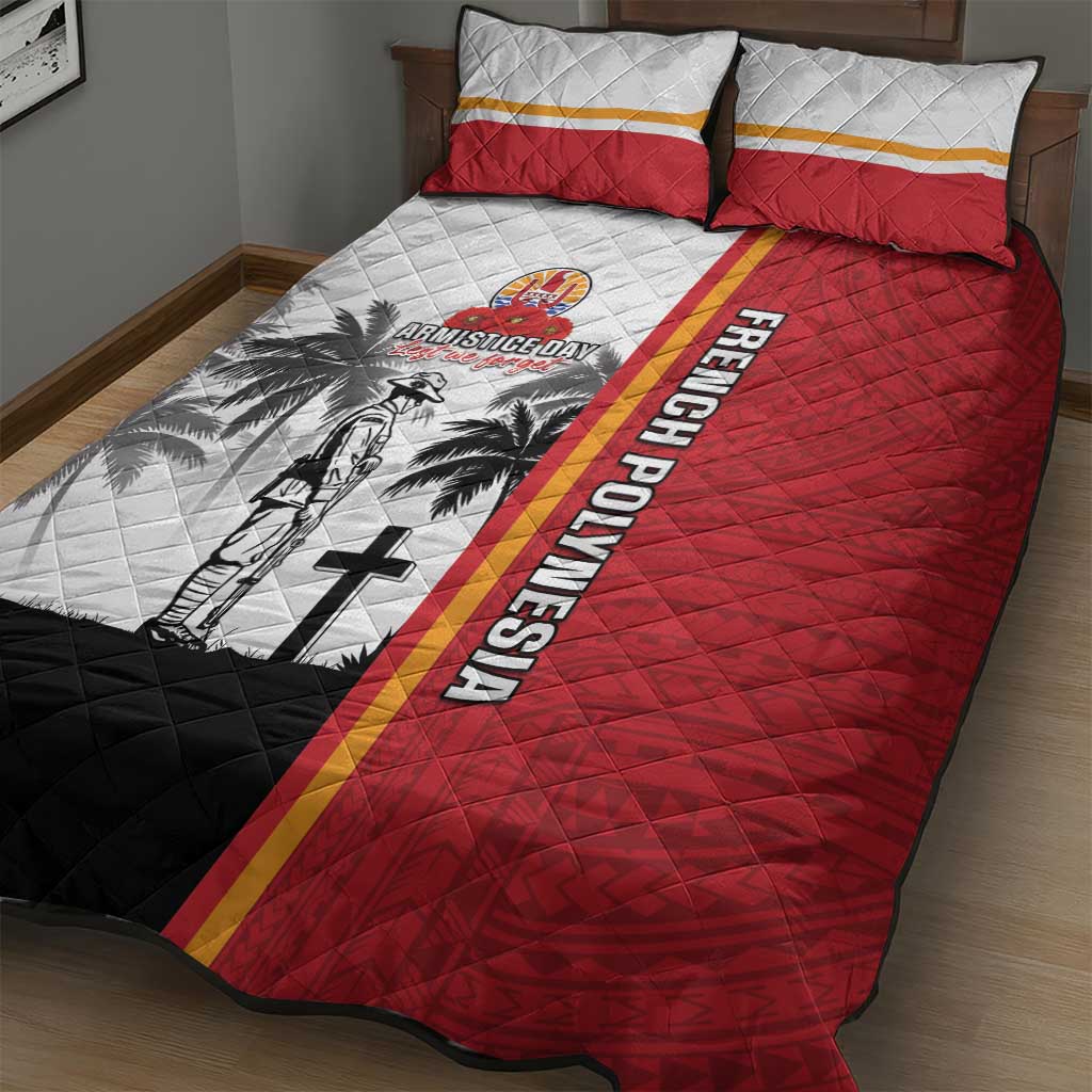 French Polynesia Armistice Day Quilt Bed Set Lest We Forget Flag Style
