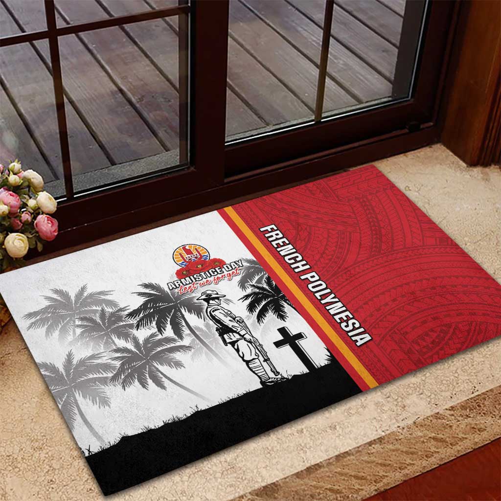 French Polynesia Armistice Day Rubber Doormat Lest We Forget Flag Style