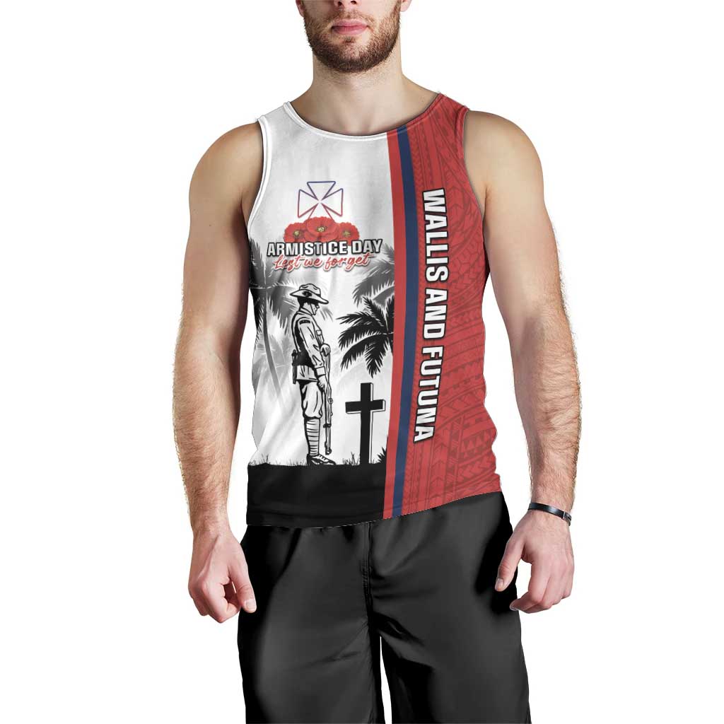 Wallis and Futuna Armistice Day Men Tank Top Lest We Forget Flag Style