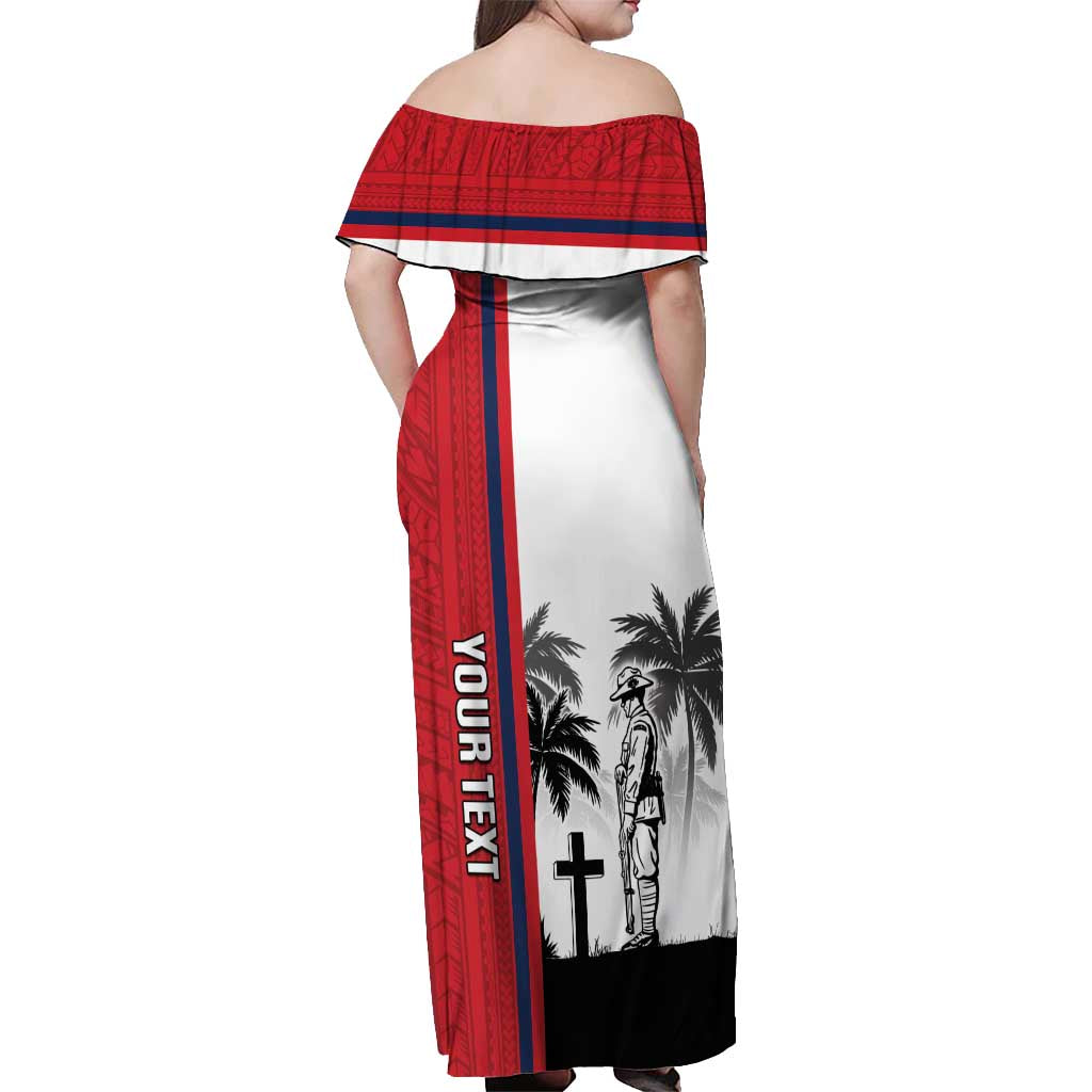 Wallis and Futuna Armistice Day Off Shoulder Maxi Dress Lest We Forget Flag Style
