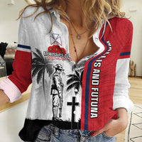 Wallis and Futuna Armistice Day Women Casual Shirt Lest We Forget Flag Style