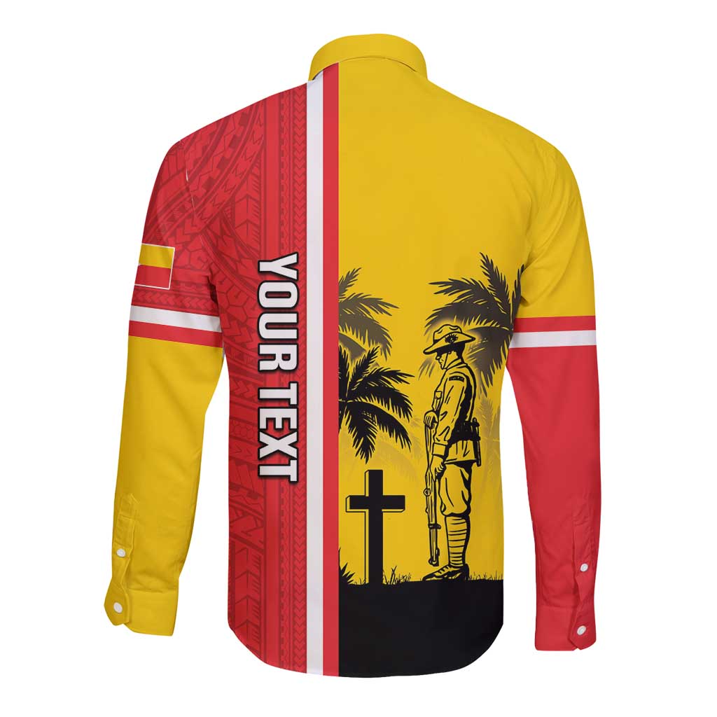 Marquesas Islands Armistice Day Long Sleeve Button Shirt Lest We Forget Flag Style