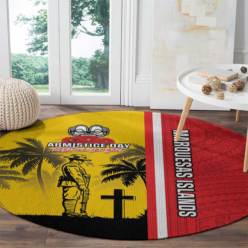 Marquesas Islands Armistice Day Round Carpet Lest We Forget Flag Style