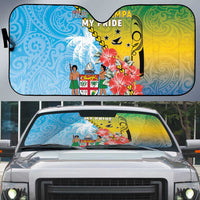 Malampa Fiji Day Auto Sun Shade Tribal Pattern With Tropical Flowers - Polynesian Pride
