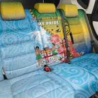 Malampa Fiji Day Back Car Seat Cover Tribal Pattern With Tropical Flowers - Polynesian Pride