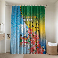 Malampa Fiji Day Bathroom Set Tribal Pattern With Tropical Flowers - Polynesian Pride