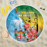 Malampa Fiji Day Beach Blanket Tribal Pattern With Tropical Flowers - Polynesian Pride