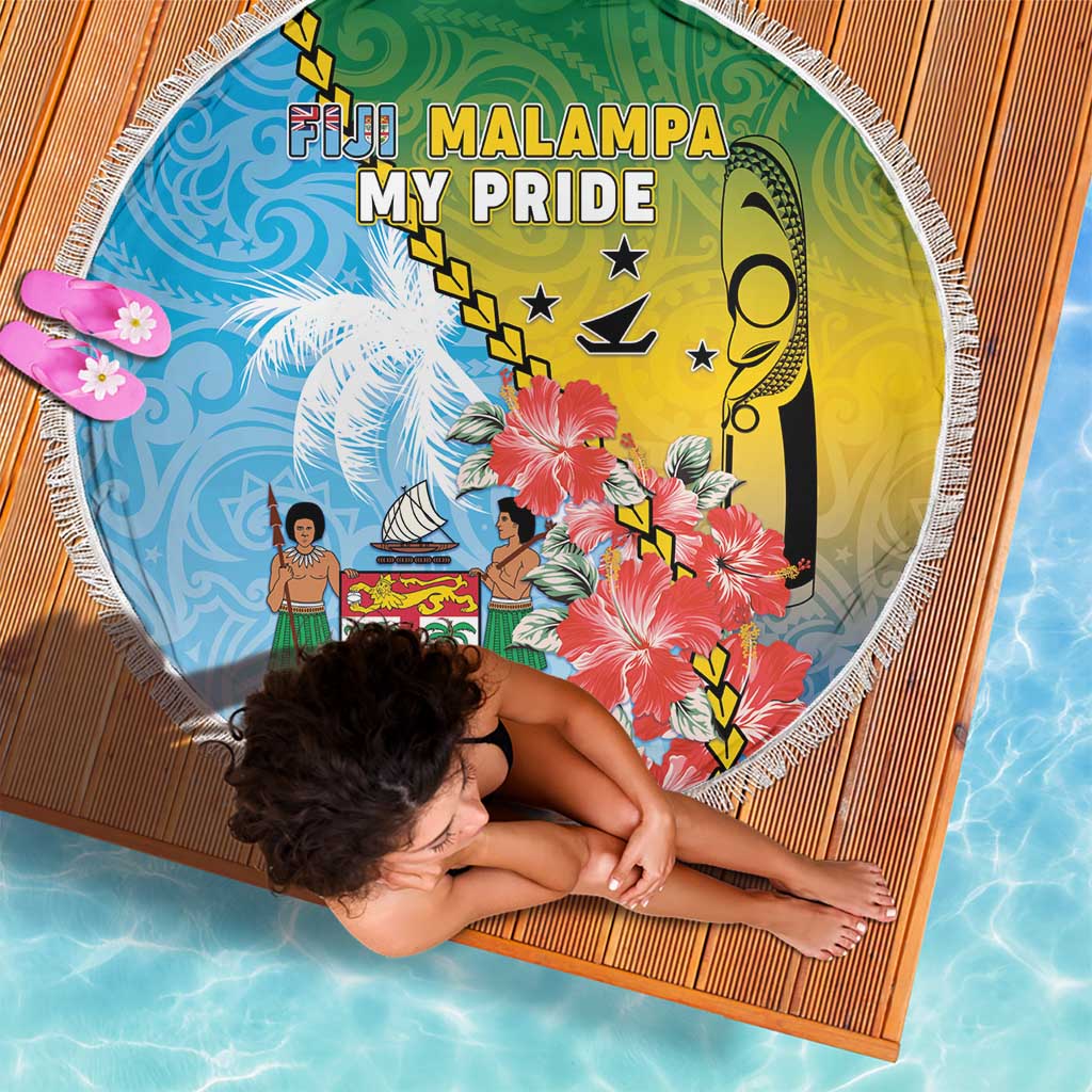 Malampa Fiji Day Beach Blanket Tribal Pattern With Tropical Flowers - Polynesian Pride