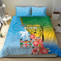 Malampa Fiji Day Bedding Set Tribal Pattern With Tropical Flowers - Polynesian Pride