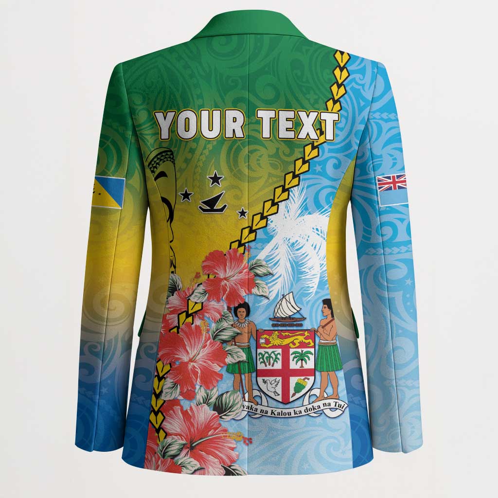 Personalised Malampa Fiji Day Blazer Tribal Pattern With Tropical Flowers - Polynesian Pride