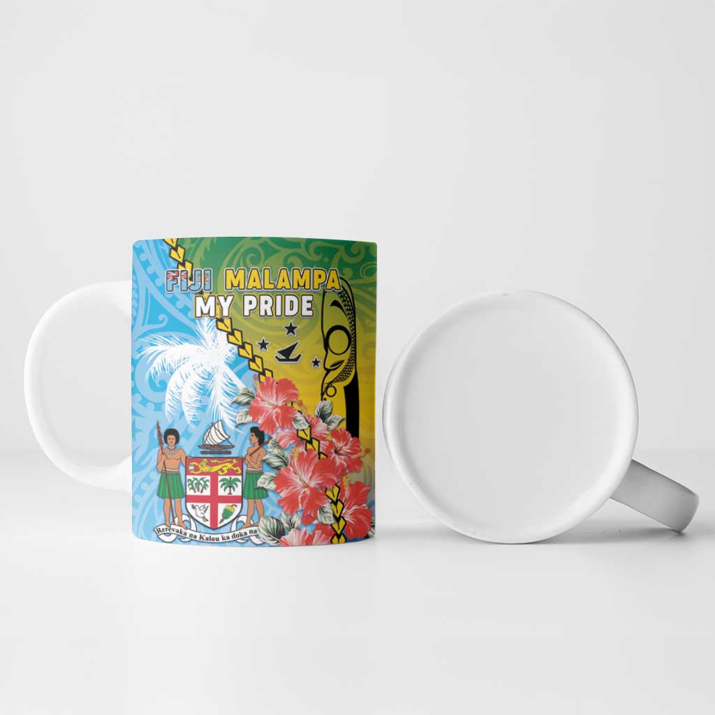 Personalised Malampa Fiji Day Ceramic Mug Tribal Pattern With Tropical Flowers - Polynesian Pride