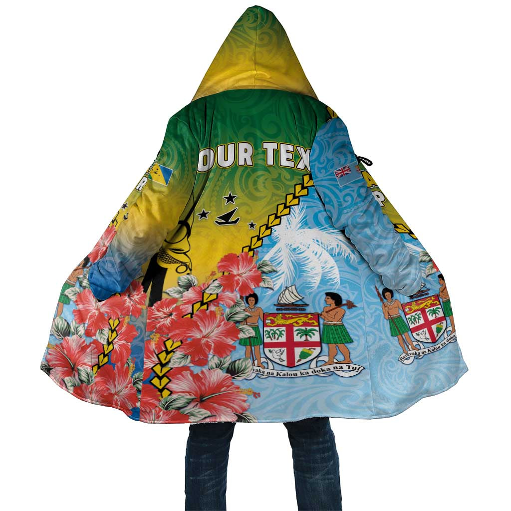 Personalised Malampa Fiji Day Cloak Tribal Pattern With Tropical Flowers - Polynesian Pride