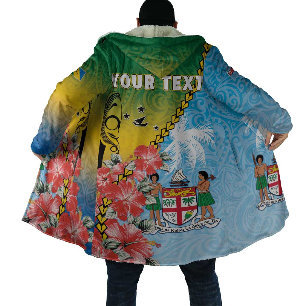 Personalised Malampa Fiji Day Cloak Tribal Pattern With Tropical Flowers - Polynesian Pride