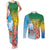 Personalised Malampa Fiji Day Couples Matching Tank Maxi Dress and Long Sleeve Button Shirt Tribal Pattern With Tropical Flowers - Polynesian Pride