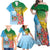 Personalised Malampa Fiji Day Family Matching Off Shoulder Maxi Dress and Hawaiian Shirt Tribal Pattern With Tropical Flowers - Polynesian Pride