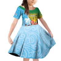 Personalised Malampa Fiji Day Family Matching Off Shoulder Short Dress and Hawaiian Shirt Tribal Pattern With Tropical Flowers - Polynesian Pride