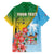 Personalised Malampa Fiji Day Family Matching Off Shoulder Short Dress and Hawaiian Shirt Tribal Pattern With Tropical Flowers - Polynesian Pride