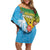 Personalised Malampa Fiji Day Family Matching Off Shoulder Short Dress and Hawaiian Shirt Tribal Pattern With Tropical Flowers - Polynesian Pride