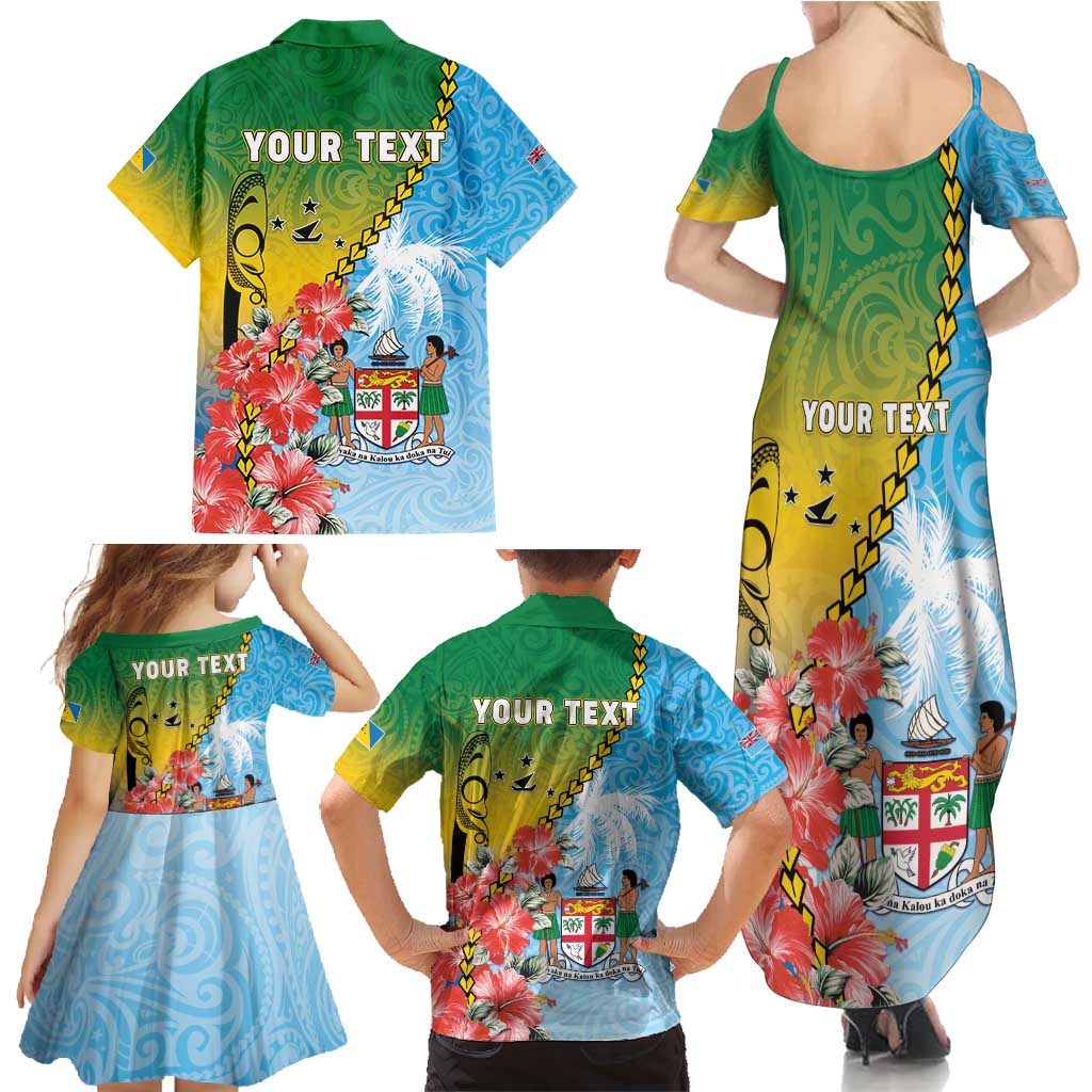 Personalised Malampa Fiji Day Family Matching Summer Maxi Dress and Hawaiian Shirt Tribal Pattern With Tropical Flowers - Polynesian Pride