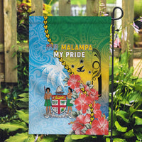 Malampa Fiji Day Garden Flag Tribal Pattern With Tropical Flowers - Polynesian Pride