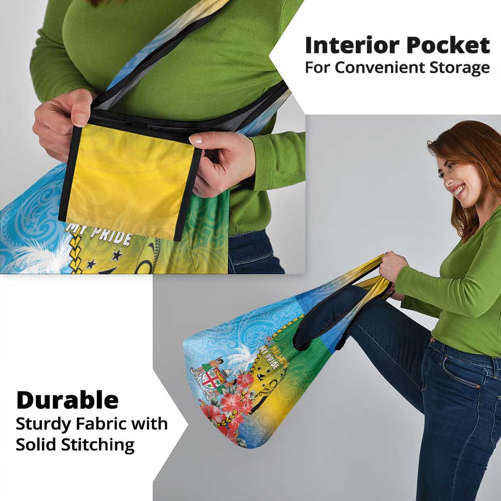 Malampa Fiji Day Grocery Bag Tribal Pattern With Tropical Flowers - Polynesian Pride