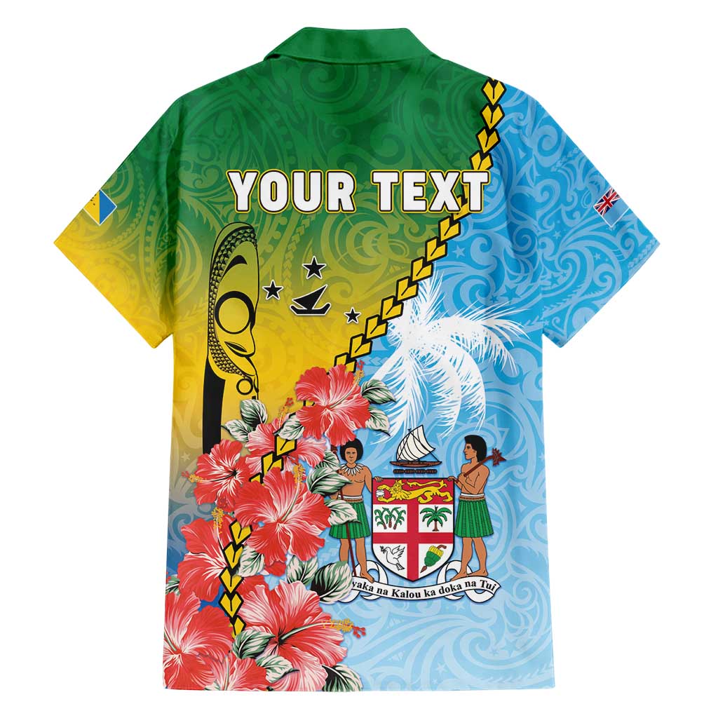 Personalised Malampa Fiji Day Hawaiian Shirt Tribal Pattern With Tropical Flowers - Polynesian Pride