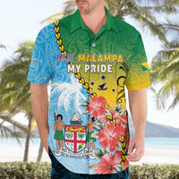 Personalised Malampa Fiji Day Hawaiian Shirt Tribal Pattern With Tropical Flowers - Polynesian Pride